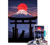 Puzzle de 1000 pièces pour Adolescents Paysage Japonais Loup Torii Jeu Stimulant Jouet Amusant Idée Cadeau Originale (Dimensions 50x75cm)