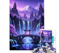Puzzle de 1000 pièces pour Adolescents Paysage Japonais Pont et Cascades Jeu éducatif Stimulant et Difficile Cadeau Artistique (Taille 50x75cm)