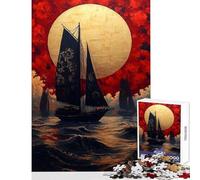 Puzzle de 1000 pièces pour Adolescents Paysage Japonais sous Une Lune dorée Jeu de réflexion Idéal pour Passer Le Temps à la Maison Jouet éducatif Renforce l'amour Entre Couples (50x75cm)