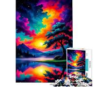 Puzzle de 1000 pièces pour Adolescents Paysage lacustre coloré avec Reflets d'arbres Jeu éducatif et ludique Activités familiales Cadeau pour Femmes et Hommes (Dimensions 50x75cm)