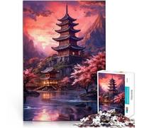 Puzzle de 1000 pièces pour Adolescents Paysage Lunaire Japonais Fait de Papier，pour Les 14 Ans et Plus Staycation Tuer Le Temps Jeu de Noël Cadeaux pour Femmes。Taille：38x52cm/14.9x20.4pouce
