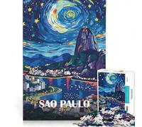 Puzzle de 1000 pièces pour Adolescents Paysage Nocturne de São Paulo Brésil Jeu éducatif pour s'amuser en Famille Cadeau pour Les Amis et la Famille 50x75cm