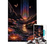 Puzzle de 1000 pièces pour Adolescents Paysage Nocturne enchanté avec Cascade Arc-en-Ciel Puzzle Anti-Stress pour Adultes décoration Parfaite pour Noël ou Un Anniversaire (Taille 50x75cm)