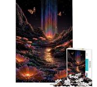 Puzzle de 1000 pièces pour Adolescents Paysage Nocturne enchanté avec Cascade Arc-en-Ciel Puzzle pour Adultes Jeux Amusants améliore la mémoire Aide à exercer Le Cerveau (Taille 38x52cm)