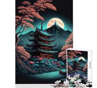 Puzzle de 1000 pièces pour Adolescents, Paysage Nocturne Japonais, décoration intérieure, Jouet, œuvre d'art, Cadeau, Jeu Amusant, liste de souhaits avec Le Père Noël (Taille 38x52cm)