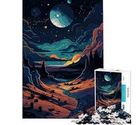 Puzzle de 1000 pièces pour Adolescents Paysage surréaliste avec planètes et rivière Un défi à relever pour Une décoration Parfaite et des Jeux relaxants à partir de 14 Ans (38x52cm)