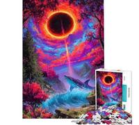 Puzzle de 1000 pièces pour Adolescents Paysage surréaliste de Requins avec éclipse Jeu éducatif Familial pour améliorer la mémoire et créer Une liste de souhaits avec Le Père Noël (50x75cm)