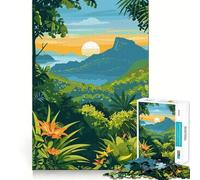 Puzzle de 1000 pièces pour Adolescents Paysage Tropical avec Montagne et Coucher de Soleil pièces à emboîtement précis Jeu de logique Amusant et Silencieux idéal pour Un Anniversaire ou Une activité
