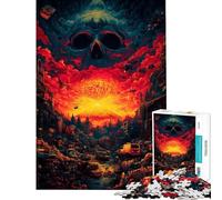Puzzle de 1000 pièces pour Adolescents Paysage Urbain apocalyptique avec Nuage de crâne Puzzle pour Adultes Jeux familiaux Une œuvre d'art stimulante à compléter (Taille 38x26cm)
