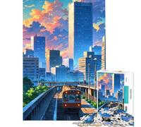 Puzzle de 1000 pièces pour Adolescents Paysage Urbain avec Train idéal pour Un Anniversaire ou Noël Jeu éducatif et Amusant pour Toute la Famille à partir de 14 Ans (38x52cm)