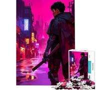 Puzzle de 1000 pièces pour Adolescents Paysage Urbain Cyberpunk avec samouraï Aide à exercer Le Cerveau décoration d'intérieur Jeu Pratique pour Les 14 Ans et Plus (50x75cm)