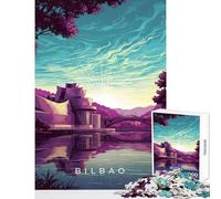 Puzzle de 1000 pièces pour Adolescents-Paysage Urbain de Bilbao avec Le musée Guggenheim-Jeu de Construction à Faire soi-même-Cadeau d'anniversaire-Jeu éducatif avec des pièces de Formes aléatoires