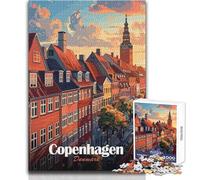 Puzzle de 1000 pièces pour Adolescents - Paysage Urbain de Copenhague, Danemark - Jeu de Puzzle Unique et Stimulant pour Un Anniversaire - Dimensions 38x26cm