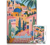 Puzzle de 1000 pièces pour Adolescents, Paysage Urbain de Jérusalem, Jeu de Course de Vitesse Manuelle Relaxant pour Les 14 Ans et Plus (Taille 38x26cm)