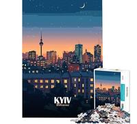 Puzzle de 1000 pièces pour Adolescents Paysage Urbain de Kiev Ukraine la Nuit Jeu Pratique éducatif et Amusant pour Femmes et Hommes (Dimensions 75x50cm)