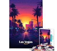 Puzzle de 1000 pièces pour Adolescents Paysage Urbain de Las Vegas au Coucher du Soleil Jeu éducatif et Stimulant pour Femmes (Dimensions 38x52cm)