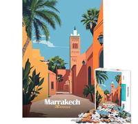 Puzzle de 1000 pièces pour Adolescents Paysage Urbain de Marrakech Défi intellectuel Jouet addictif et Jeu Relaxant pour Toute la Famille Cadeau Artistique (Dimensions 38x26cm)