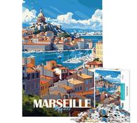 Puzzle de 1000 pièces pour Adolescents Paysage Urbain de Marseille Puzzle pour Adultes décoration Murale Art Mural Cadeau Unique d'anniversaire et de Noël (Taille 38x52cm)