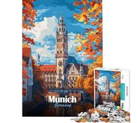 Puzzle de 1000 pièces pour Adolescents Paysage Urbain de Munich Jeu de réflexion Stimulant pour Les Jeux et Les Cadeaux pour Femmes (Taille 38x26cm)