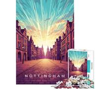 Puzzle de 1000 pièces pour Adolescents Paysage Urbain de Nottingham avec Ciel radieux Puzzle pour Adultes Jouet à Monter soi-même Jeu Stimulant pour Passer Le Temps Pendant Les Vacances (38x52cm)