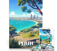 Puzzle de 1000 pièces pour Adolescents Paysage Urbain de Perth Australie Jeu de réflexion Difficile et Stimulant idéal comme Cadeau pour Toute la Famille 50x75cm