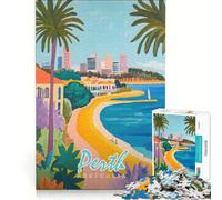 Puzzle de 1000 pièces pour Adolescents Paysage Urbain de Perth Australie Jeu Impossible Interaction Parent-Enfant Cadeaux de Noël ou d'anniversaire 38x26cm