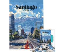 Puzzle de 1000 pièces pour Adolescents Paysage Urbain de Santiago Chili Jeu en Famille Décoration intérieure Interaction Parent-Enfant (Dimensions 38x52cm)