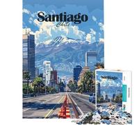Puzzle de 1000 pièces pour Adolescents Paysage Urbain de Santiago Chili Jeu Relaxant Amusant et Humoristique pour Un Anniversaire ou Noël (Dimensions 50x75cm)