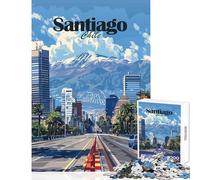 Puzzle de 1000 pièces pour Adolescents Paysage Urbain de Santiago du Chili Jeu éducatif Cadeau pour Femmes Jouet à Monter soi-même Cadeau pour Amis et Famille (75x50cm)