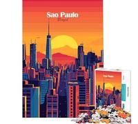 Puzzle de 1000 pièces pour Adolescents Paysage Urbain de São Paulo au Coucher du Soleil Jeu Pratique et Stimulant Cadeau d'anniversaire Décoration intérieure (Dimensions 38x52cm)