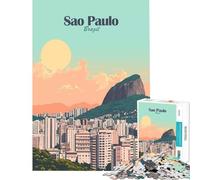 Puzzle de 1000 pièces pour Adolescents Paysage Urbain de Sao Paulo Jeu Manuel et éducatif Cadeau de Père Noël Secret Idéal pour Passer Le Temps à la Maison (Dimensions 75x50cm)