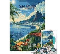 Puzzle de 1000 pièces pour Adolescents Paysage Urbain de Sao Paulo Jeux relaxants Jouets addictifs pour cultiver la Patience œuvre d'art à Offrir décoration Murale (Taille 38x52cm)