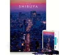Puzzle de 1000 pièces pour Adolescents Paysage Urbain de Shibuya Jeu d'ajustement précis Défi Mental Jouet Moment de détente et de Divertissement Scène de Noël (38x26cm)
