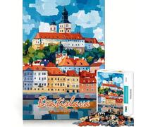 Puzzle de 1000 pièces pour Adolescents Paysage Urbain du château de Bratislava Jeu d'art sans Couture pour la Concentration et Le Temps de détente Cadeau de Noël idéal (50x75cm)