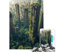 Puzzle de 1000 pièces pour Adolescents Paysage Urbain envahi par la végétation ︰ La Nature reprend Ses Droits sur Les ruines urbaines Puzzle pour Adultes Jeu Manuel idéal pour se détendre Pendant
