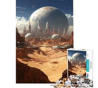 Puzzle de 1000 pièces pour Adolescents Paysage Urbain futuriste sur Une planète désertique Idéal pour Un Anniversaire ou Noël Une œuvre d'art Jeu Impossible à partir de 14 Ans (50x75cm)