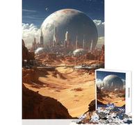 Puzzle de 1000 pièces pour Adolescents Paysage Urbain futuriste sur Une planète désertique Jeu éducatif Cadeau d'anniversaire Jeu Impossible Difficile et Stimulant Dimensions 38x52cm