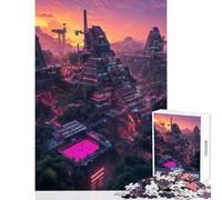 Puzzle de 1000 pièces pour Adolescents Paysage Urbain néon au Coucher du Soleil Jeu à Monter soi-même Idée Cadeau Activité Manuelle Amusante à Faire à la Maison Dimensions 38x26cm