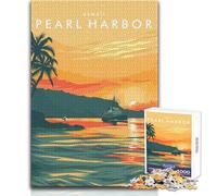 Puzzle de 1000 pièces pour Adolescents - Pearl Harbor, Hawaï - Un Jeu Unique et Amusant, idéal comme Cadeau d'anniversaire - Dimensions 38x52cm