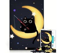 Puzzle de 1000 pièces pour Adolescents Pêche au Chat,Étoiles sur la Lune,Découpe Nette,Jeu créatif et ludique pour occuper Son Temps Libre,Décoration de Noël pour la Maison (50x75cm)