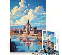 Puzzle de 1000 pièces pour Adolescents Peinture à l'huile de Budapest Jeu d'assemblage précis Défi Mental Jouet Moment de détente et de Divertissement Scène de Noël (38x52cm)