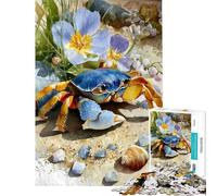 Puzzle de 1000 pièces pour Adolescents Peinture Aquarelle de Crabe Bleu Idée Cadeau d'anniversaire ou de Noël Une œuvre d'art Jeu Relaxant à partir de 14 Ans (38x52cm)