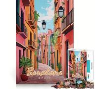 Puzzle de 1000 pièces pour adolescents, peinture de rue de Barcelone, art précis des bords, plaisir de résolution de problèmes, jeu confortable, exposition d'art de Noël (38 x 52 cm)
