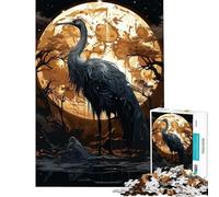 Puzzle de 1000 pièces pour Adolescents Peinture d'une Cigogne Noire activités Amusantes à la Maison Cadeau d'anniversaire Jeu Manuel adapté aux 14 Ans et Plus 38x52cm