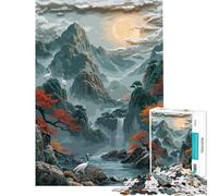 Puzzle de 1000 pièces pour Adolescents Peinture numérique d'un Paysage de Montagne et de Cascade idéal pour Un Anniversaire ou Noël Jeu éducatif Difficile (38x52cm) à partir de 14 Ans