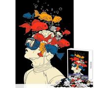 Puzzle de 1000 pièces pour Adolescents Pensées de Poisson Décoration Murale Idée Cadeau Jeu de réflexion Renforce l'amour Entre Couples Dimensions 50x75cm