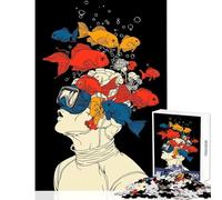Puzzle de 1000 pièces pour Adolescents Pensées de Poisson Jeu éducatif pour Les Jeux impossibles avec Poster et fiche de Questions Assortis Dimensions 38x52cm