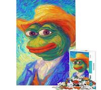 Puzzle de 1000 pièces pour Adolescents Pepe la Grenouille Style Van Gogh Défi intellectuel Jouet addictif Jeu Familial Une œuvre d'art Idée Cadeau (Taille 38x52cm)