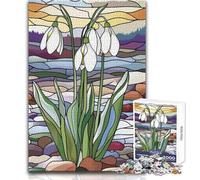 Puzzle de 1000 pièces pour Adolescents - Perce-Neige dans Un vitrail - Casse-tête, Jeu Familial d'analyse et de logique - Décoration Murale - Dimensions : 38x26cm