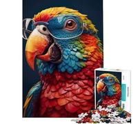 Puzzle de 1000 pièces pour Adolescents Perroquet à Lunettes Portrait Jeu de réflexion Stimulant Jouet idéal pour s'amuser en Famille (Dimensions 38x52cm)